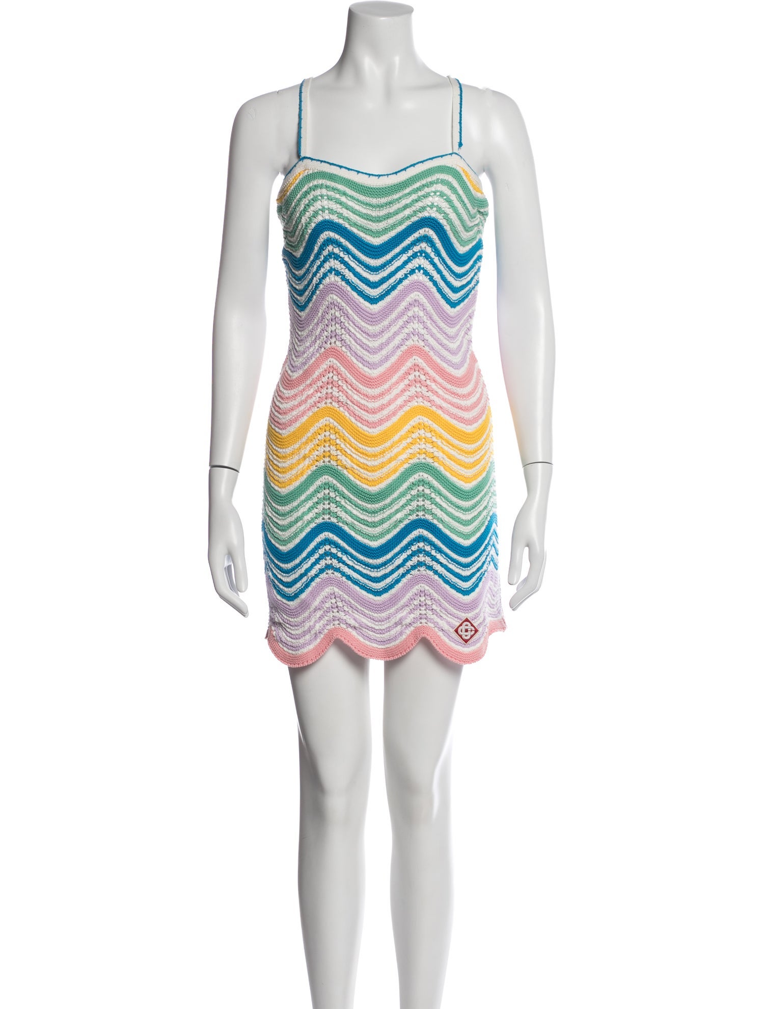 casablanca knit dress CASABLANCA Wavy Crochet Knit Mini Polo Dress