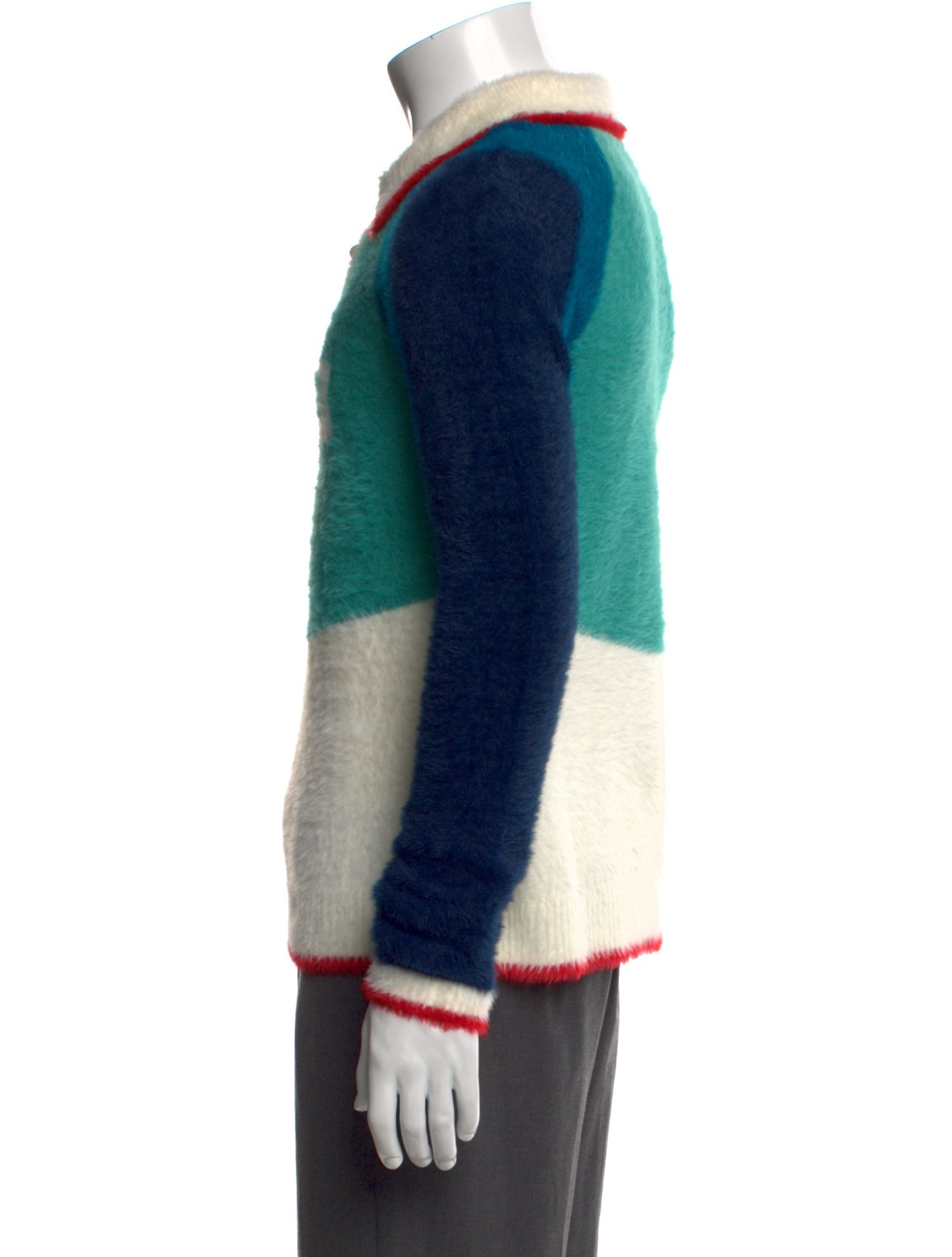 Casablanca Colorblock Pattern Collar Polo Sweater