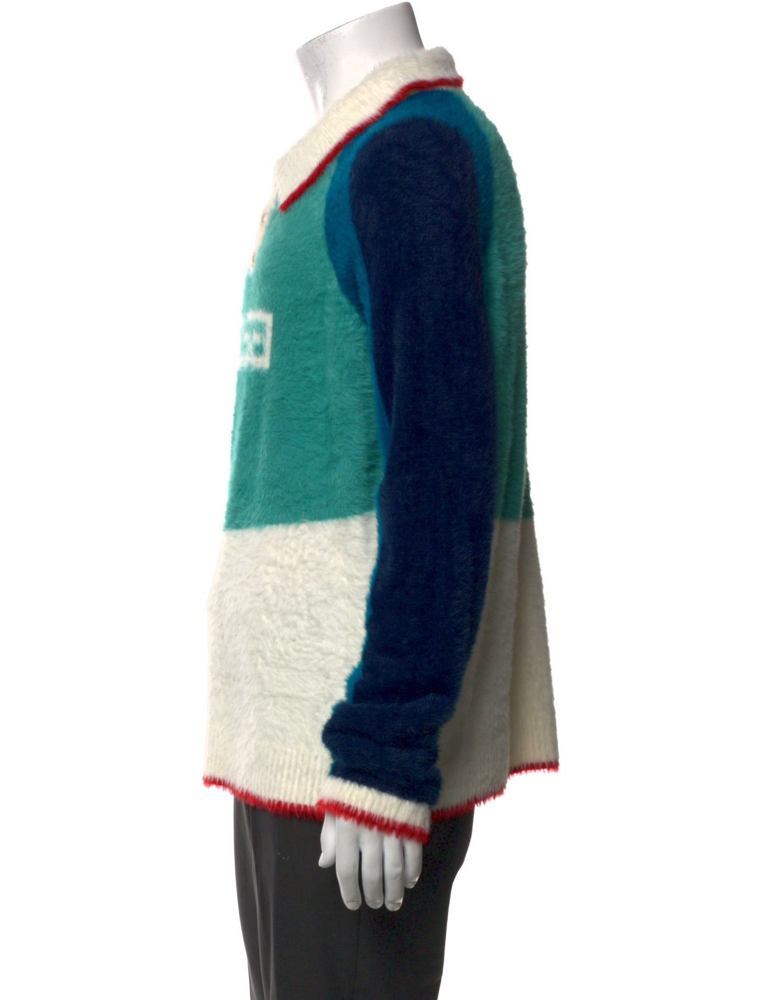 Casablanca Colorblock Pattern Collar Polo Sweater