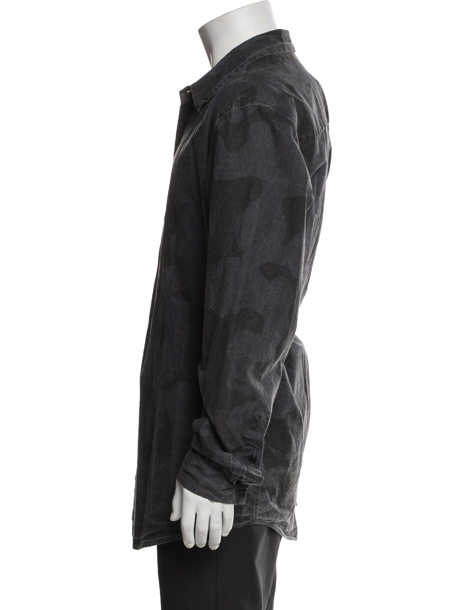 Casey Casey Camouflage Print Long Sleeve Denim Shirt