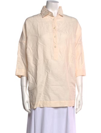 Casey Casey Three-Quarter Sleeve Button-Up Top