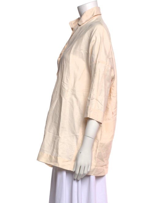 Casey Casey Three-Quarter Sleeve Button-Up Top