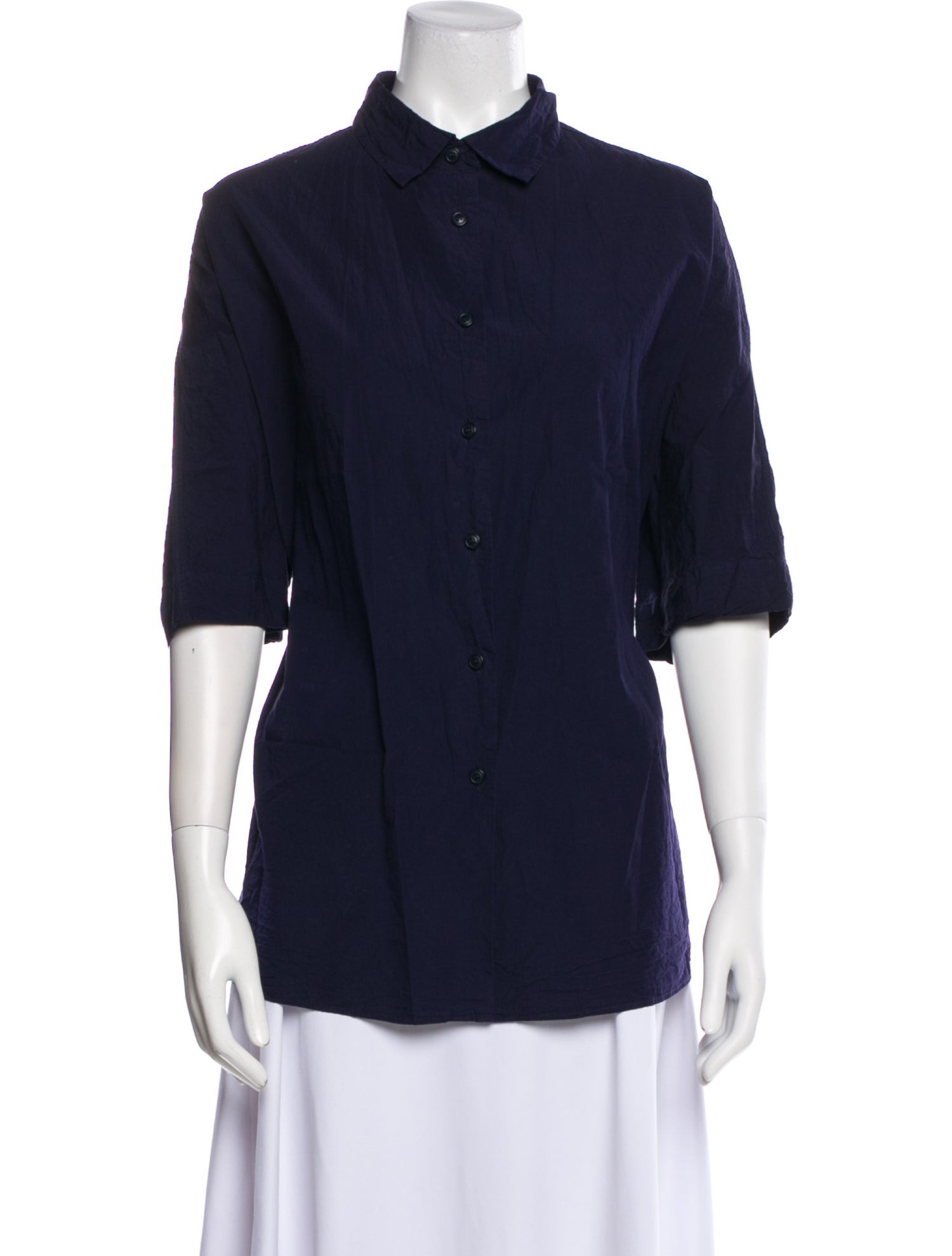 Casey Casey Three-Quarter Sleeve Button-Up Top