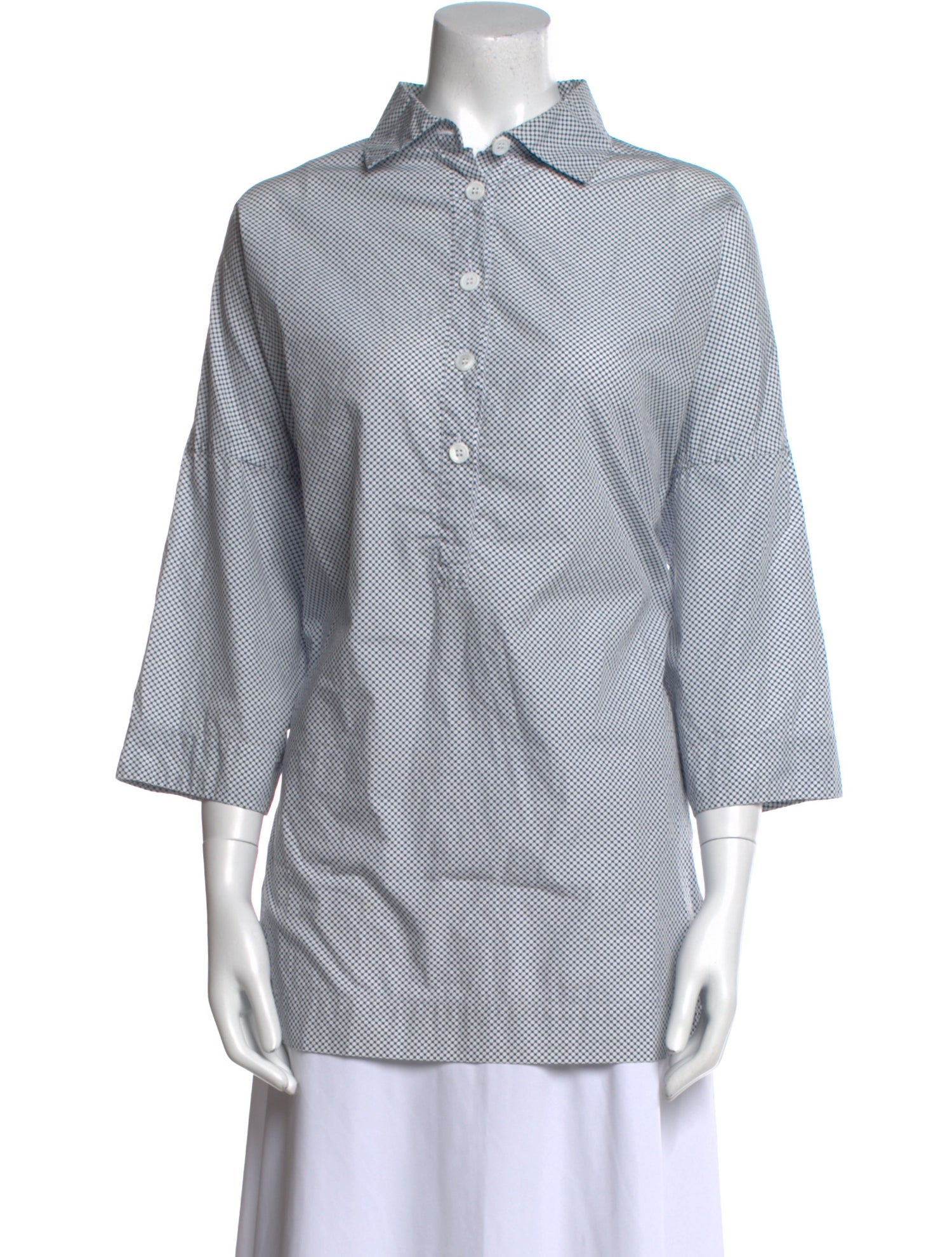 Casey Casey Plaid Print Three-Quarter Sleeve Button-Up Top