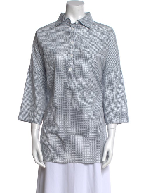 Casey Casey Plaid Print Three-Quarter Sleeve Button-Up Top