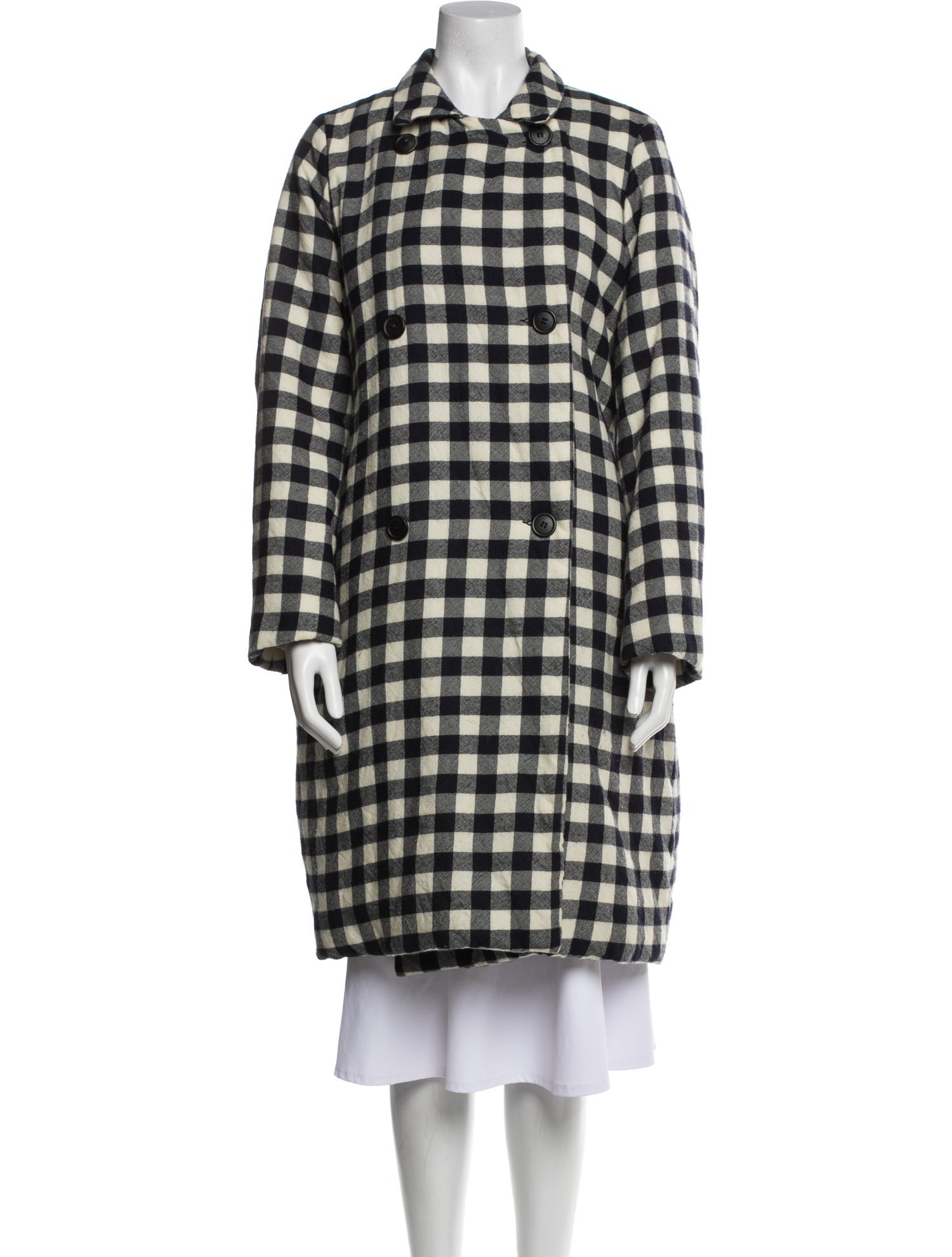 Casey Casey Virgin Wool Plaid Print Coat