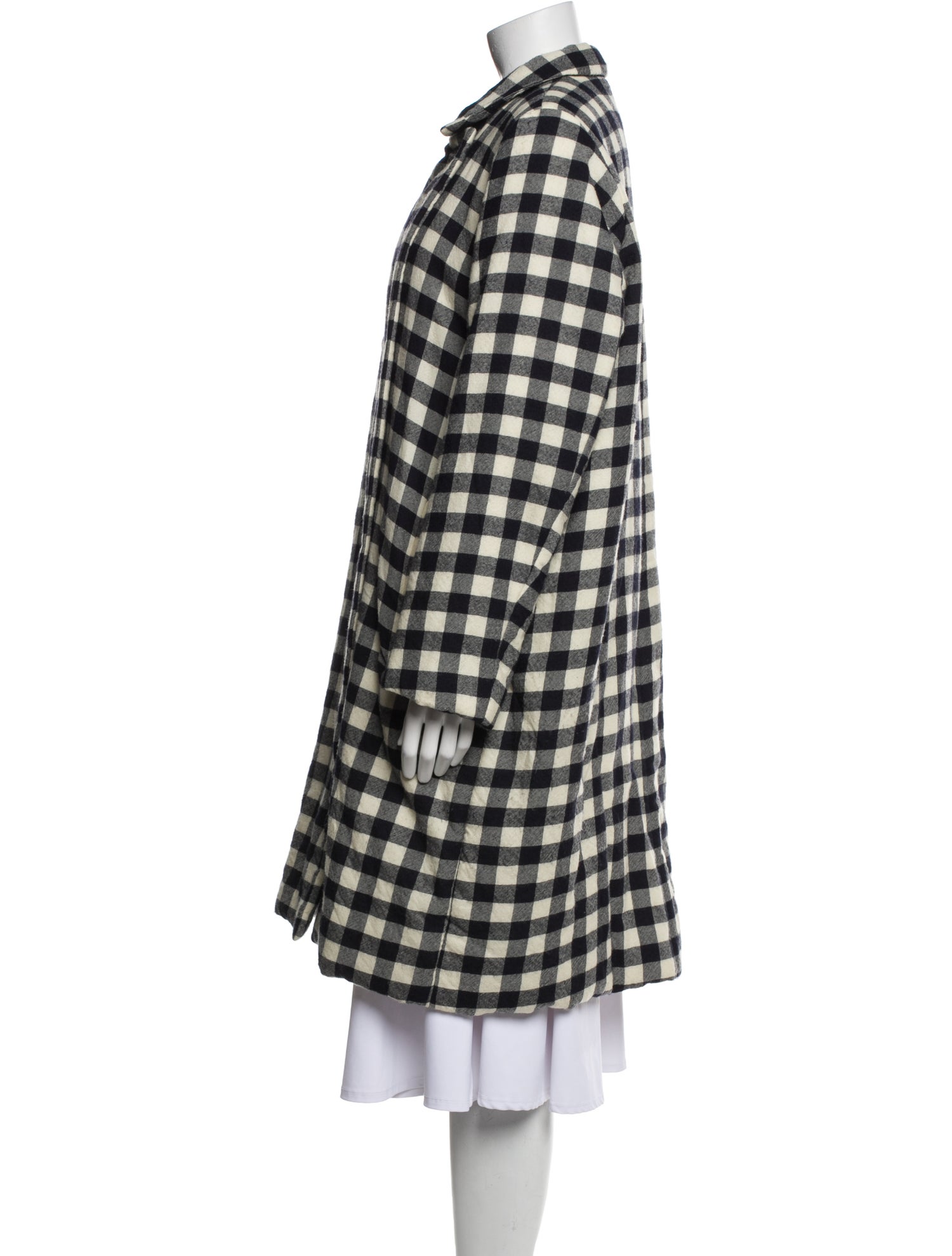 Casey Casey Virgin Wool Plaid Print Coat