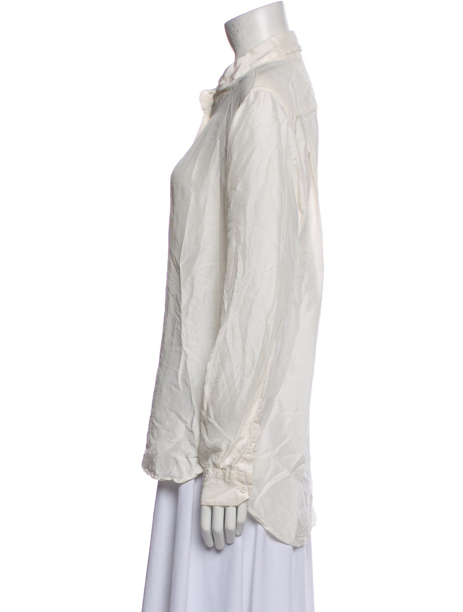 Casey Casey Silk Long Sleeve Button-Up Top