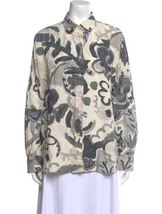 Casey Casey Printed Long Sleeve Button-Up Top