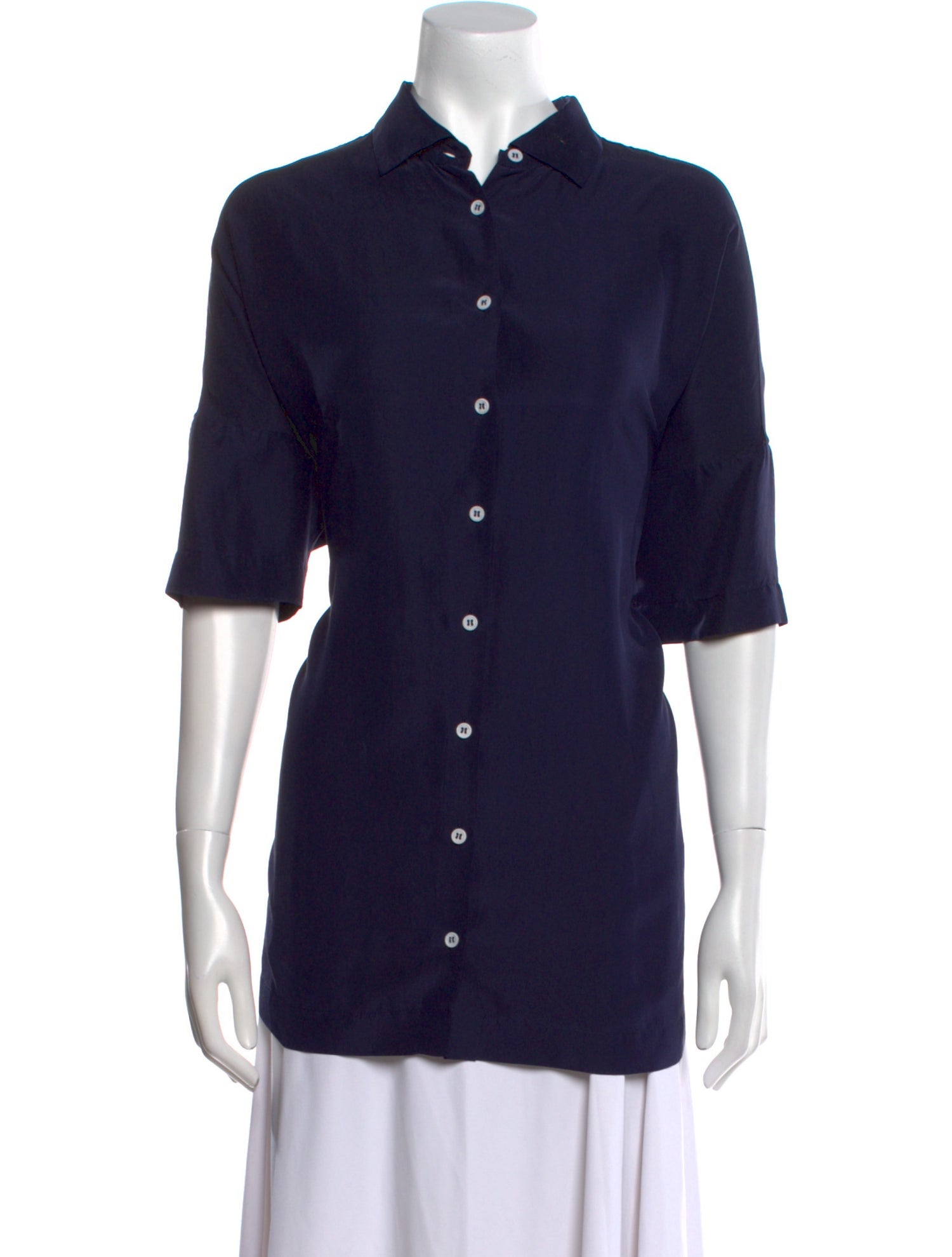 Casey Casey Silk Short Sleeve Button-Up Top