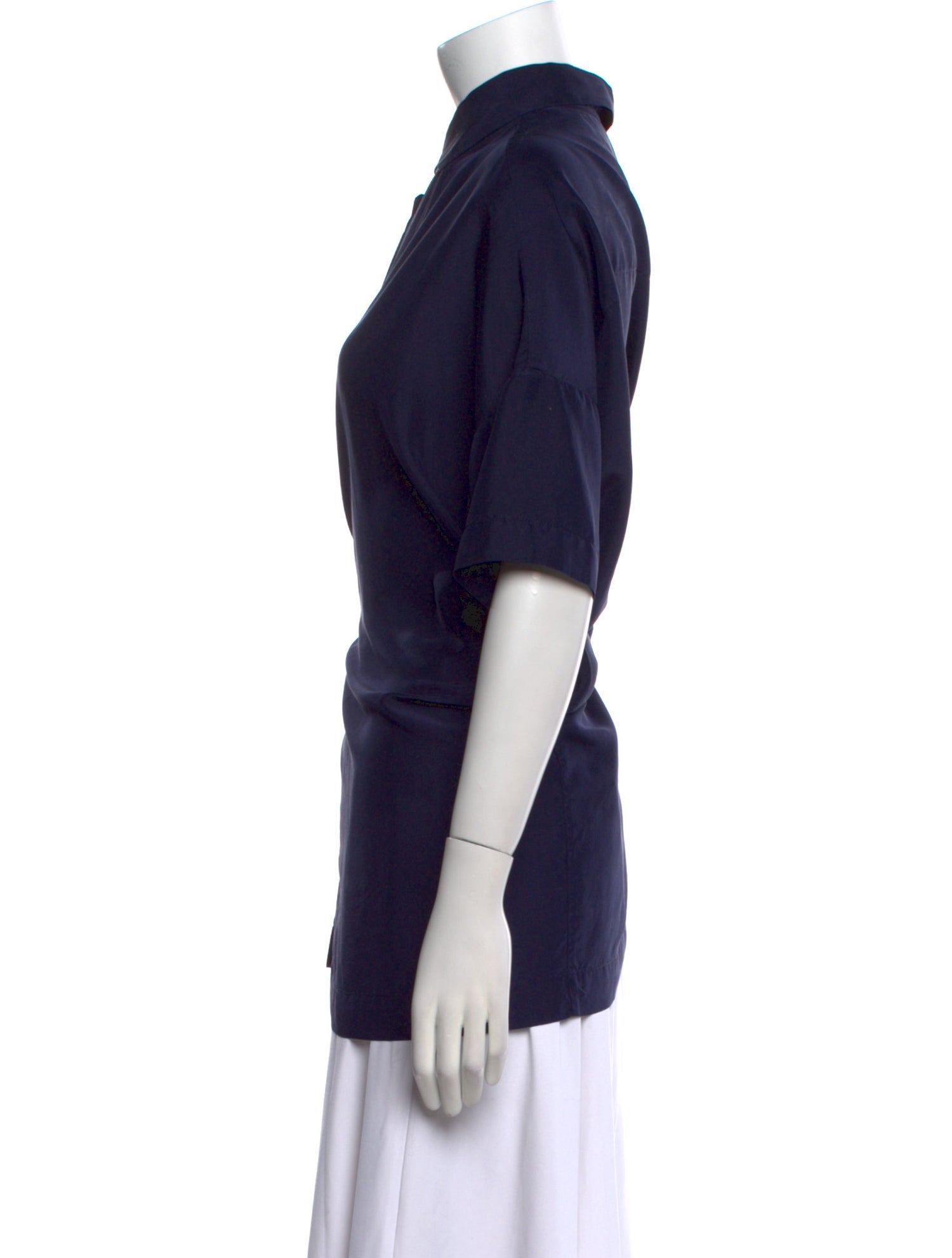 Casey Casey Silk Short Sleeve Button-Up Top