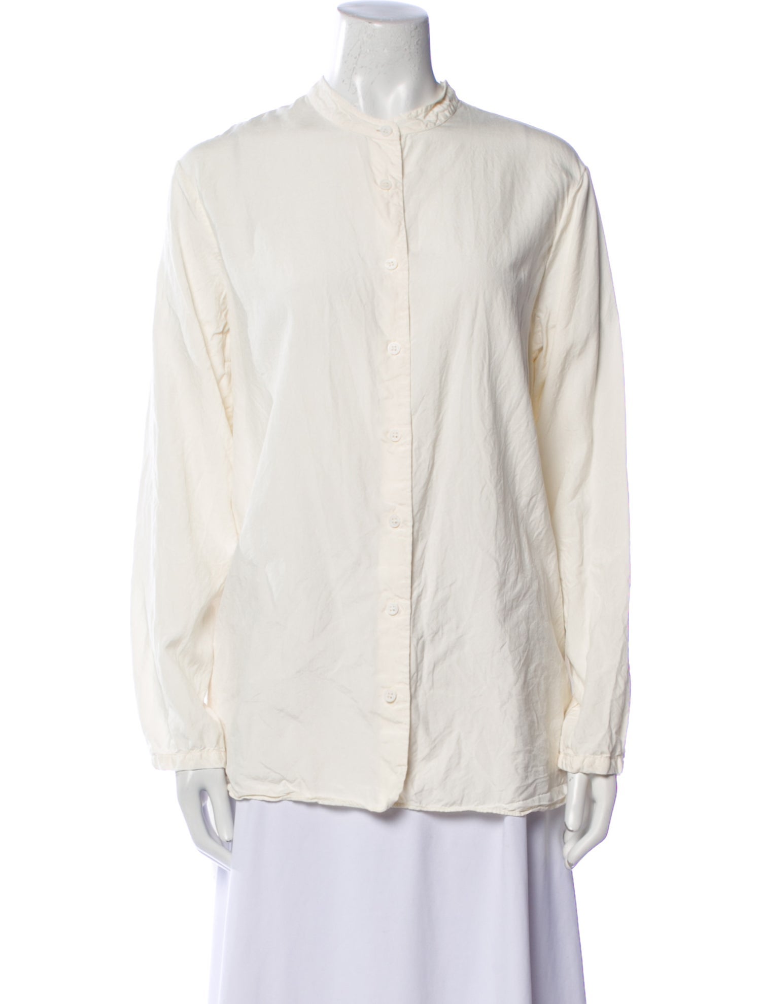 Casey Casey Mock Neck Long Sleeve Button-Up Top