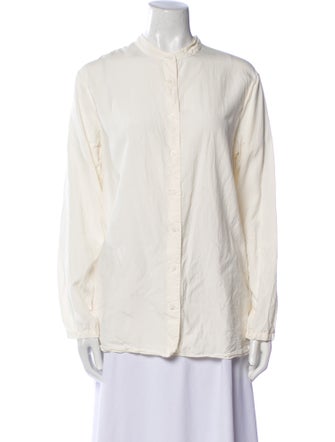 Casey Casey Mock Neck Long Sleeve Button-Up Top