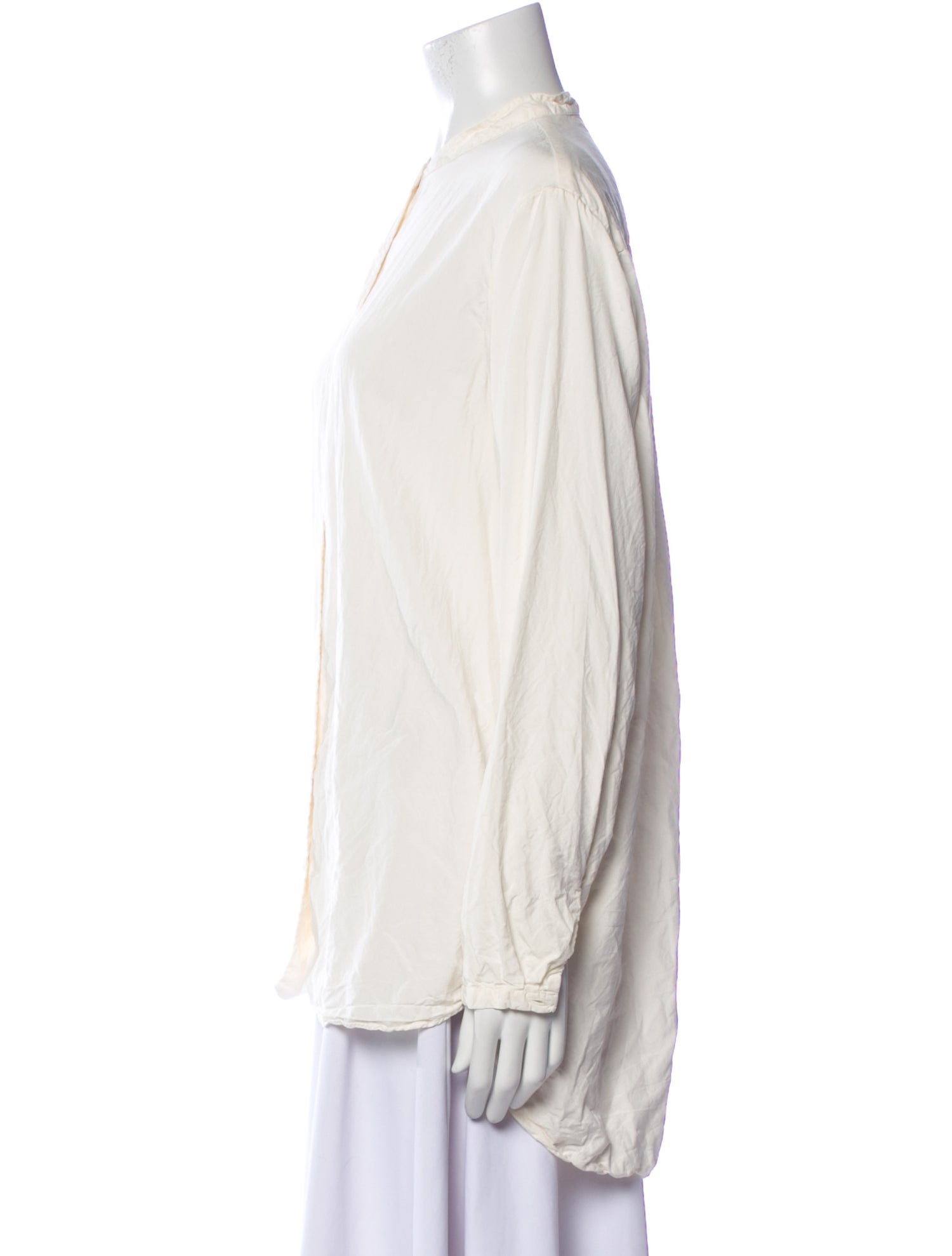 Casey Casey Mock Neck Long Sleeve Button-Up Top