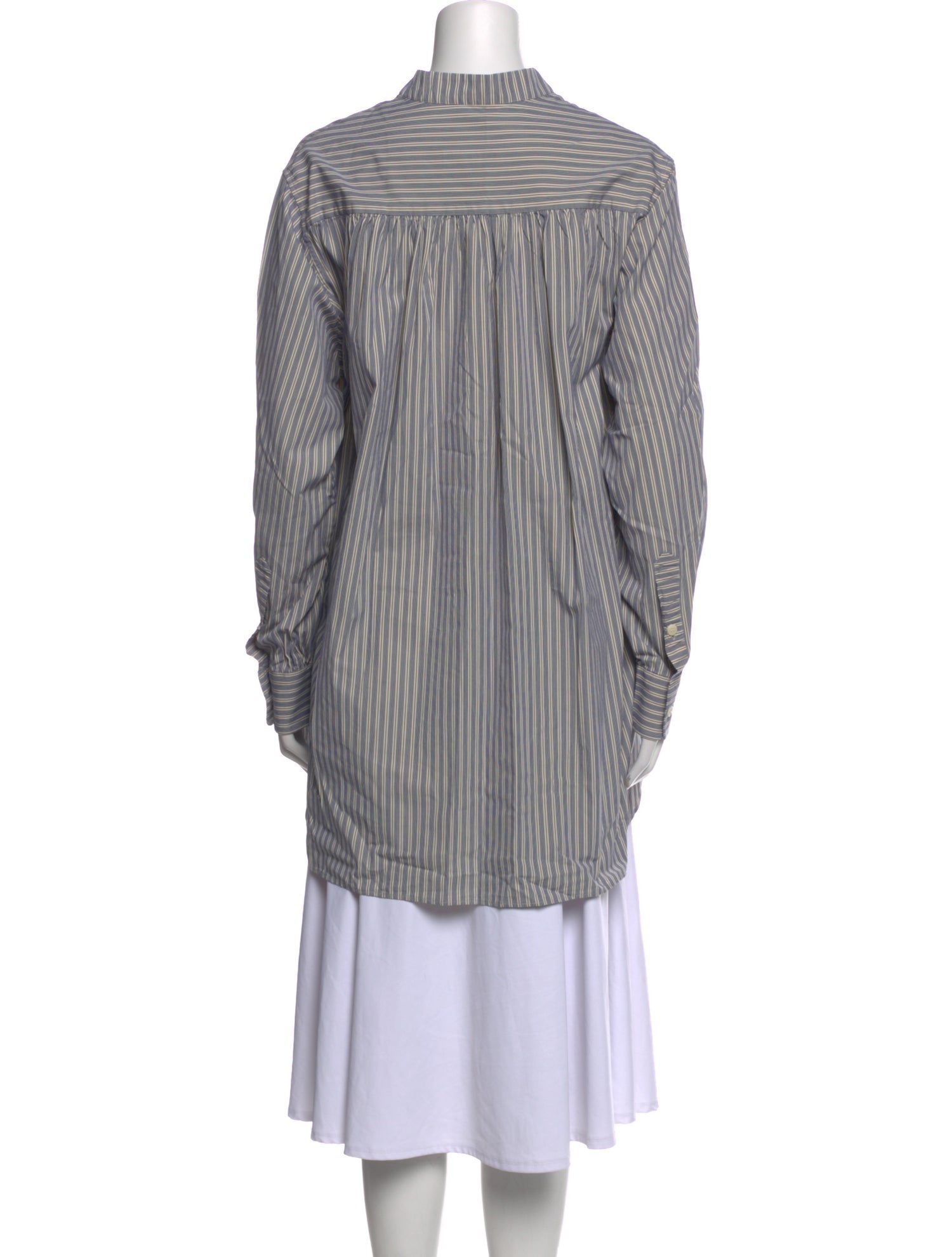 Casey Casey Striped Mock Neck Button-Up Top