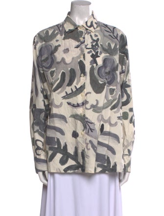 Casey Casey Printed Long Sleeve Button-Up Top