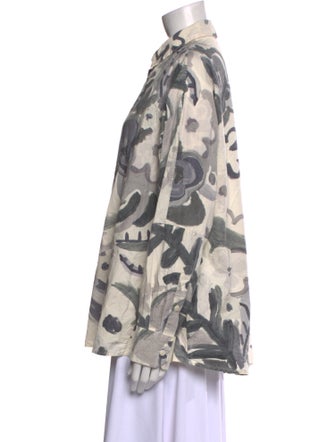 Casey Casey Printed Long Sleeve Button-Up Top