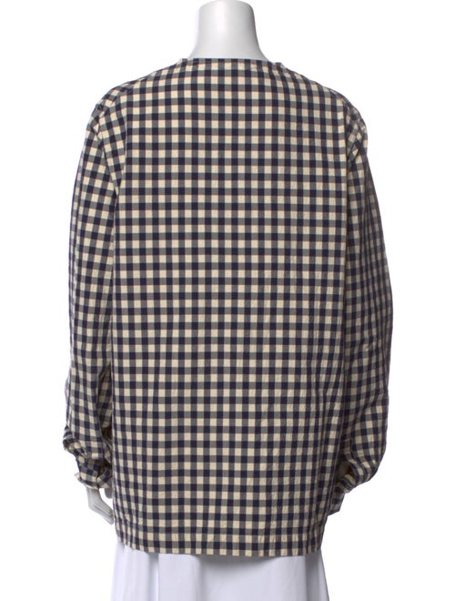Casey Casey Plaid Print Crew Neck Button-Up Top