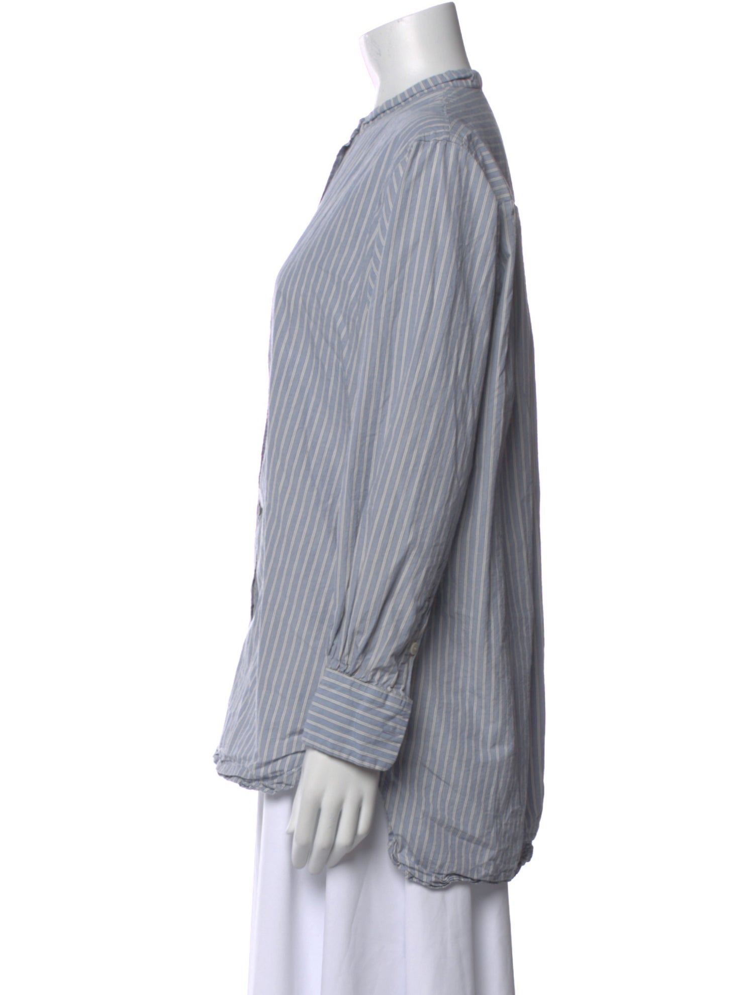 Casey Casey Striped Mock Neck Button-Up Top