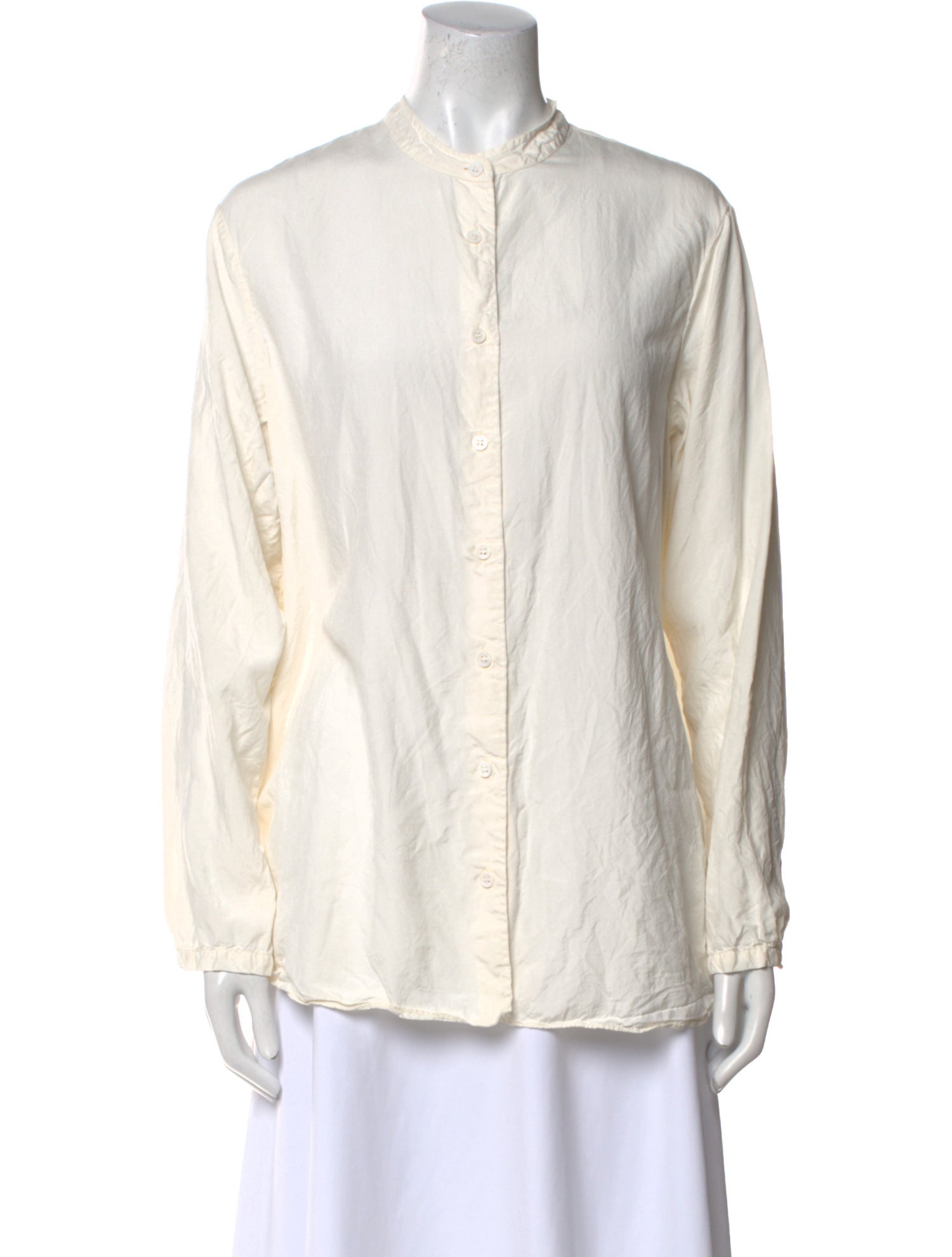 Casey Casey Mock Neck Long Sleeve Button-Up Top