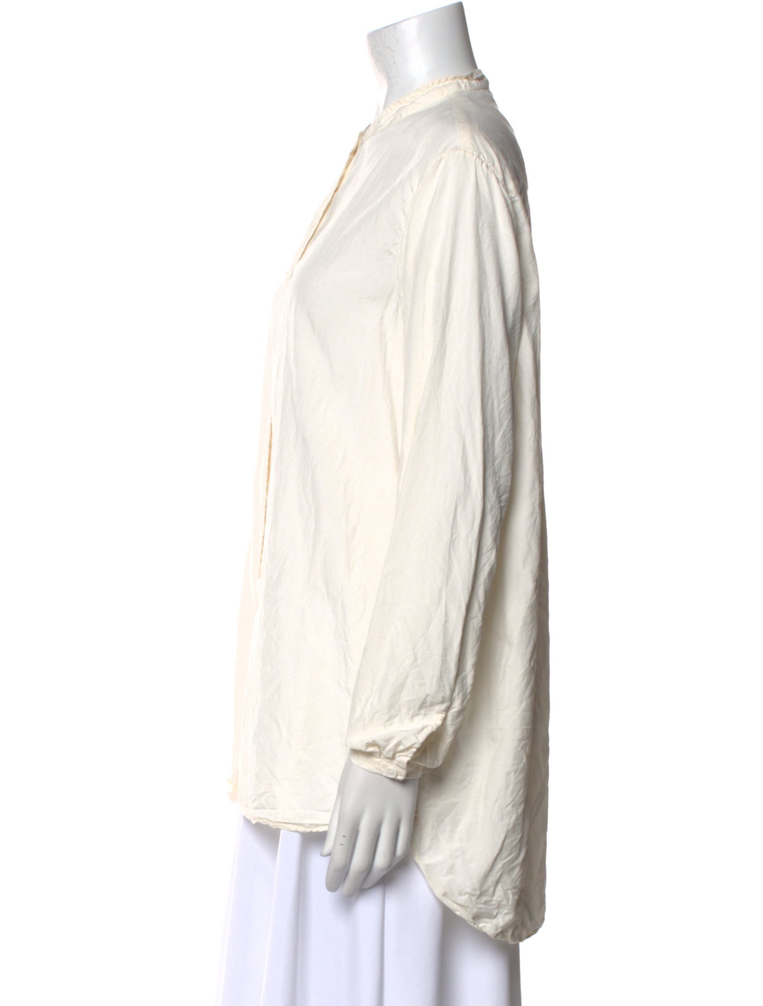 Casey Casey Mock Neck Long Sleeve Button-Up Top