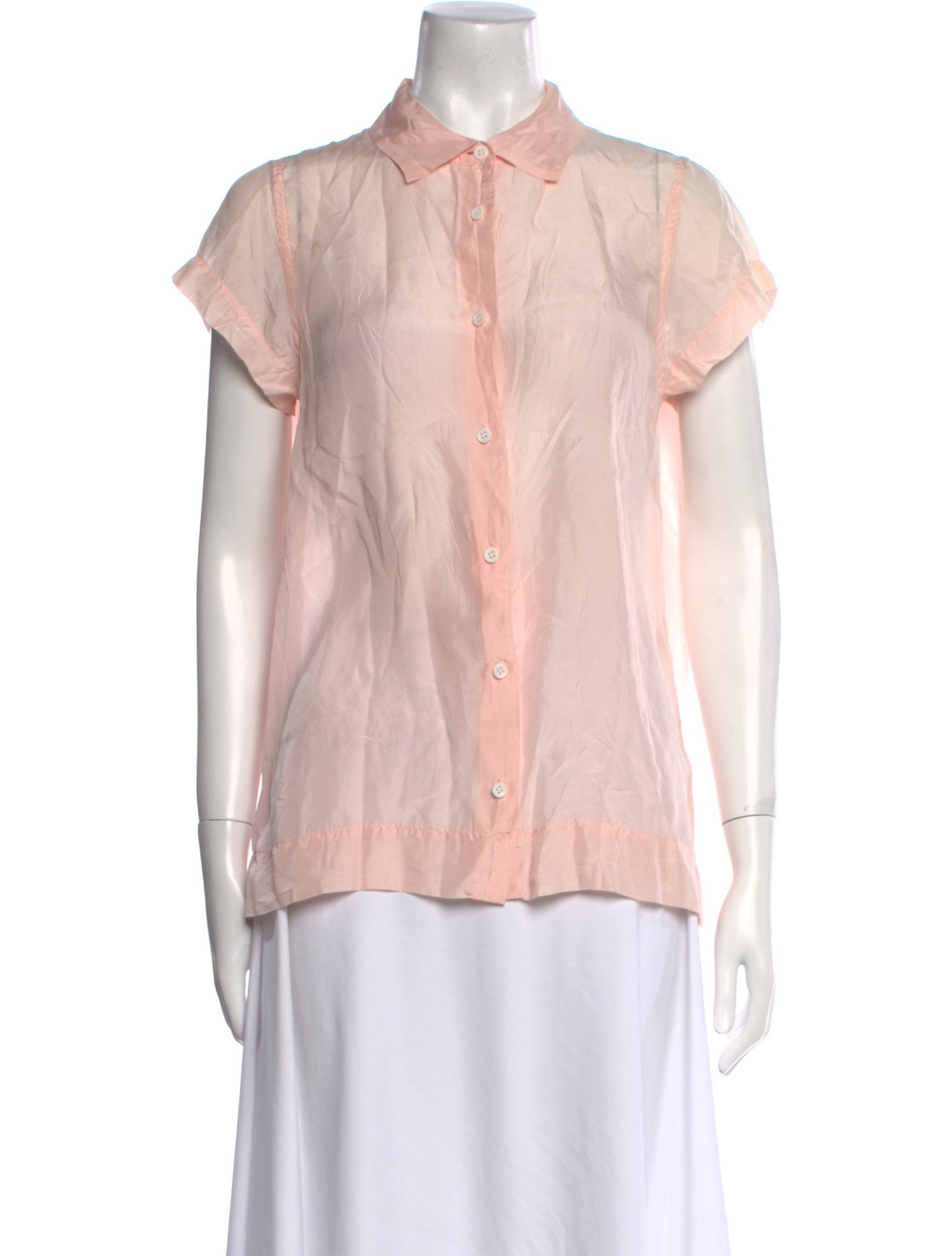 Casey Casey Silk Short Sleeve Button-Up Top