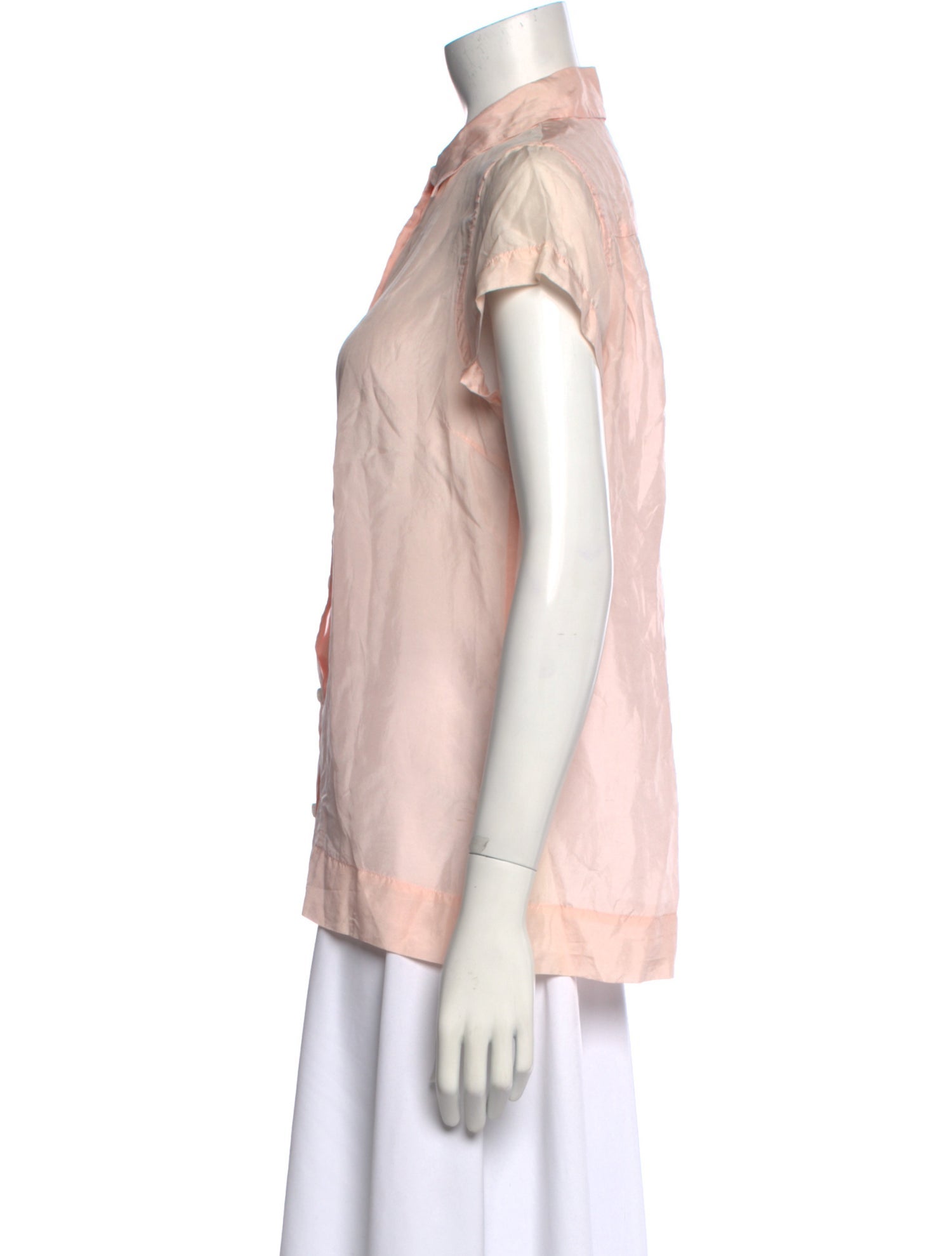 Casey Casey Silk Short Sleeve Button-Up Top