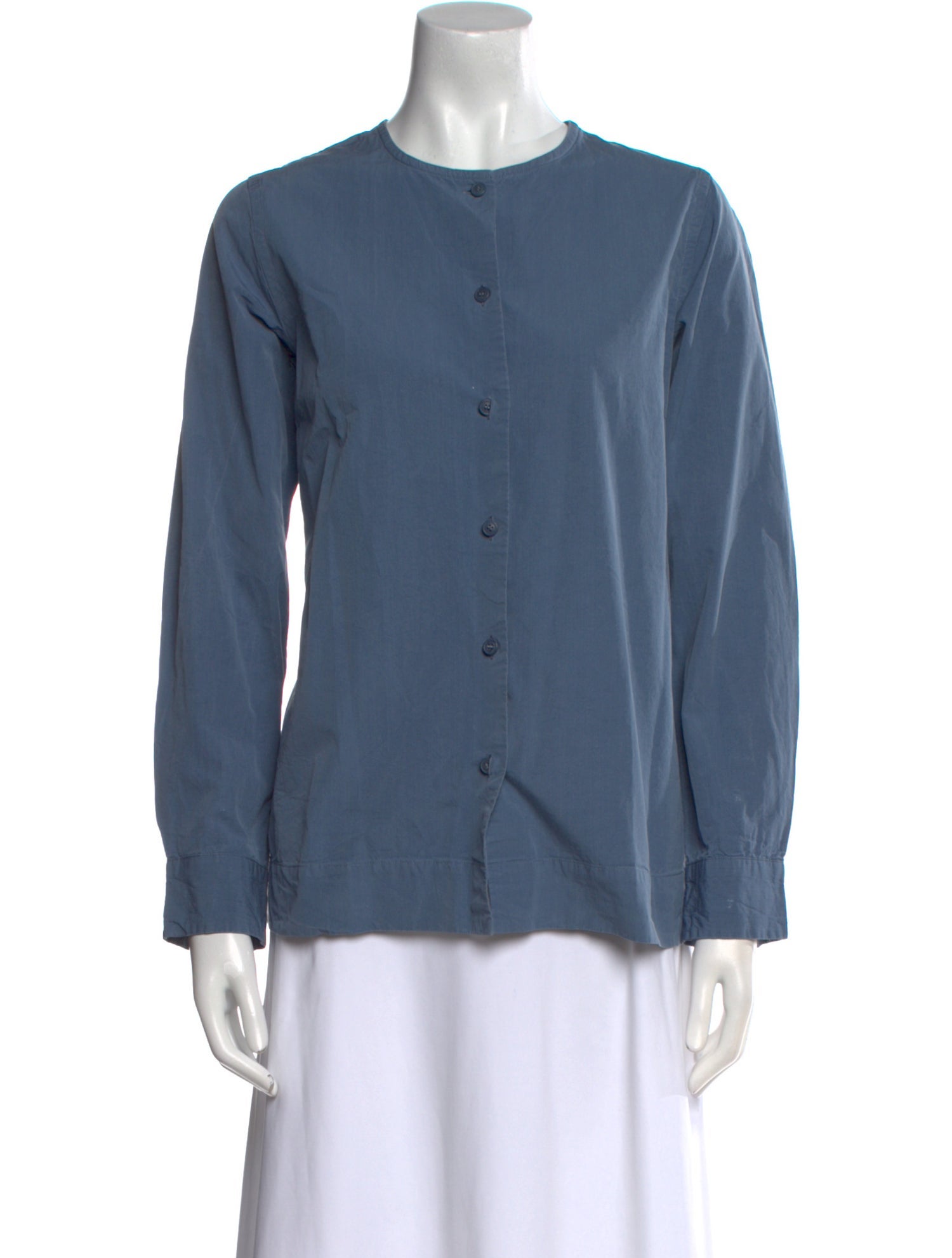 Casey Casey Crew Neck Long Sleeve Button-Up Top