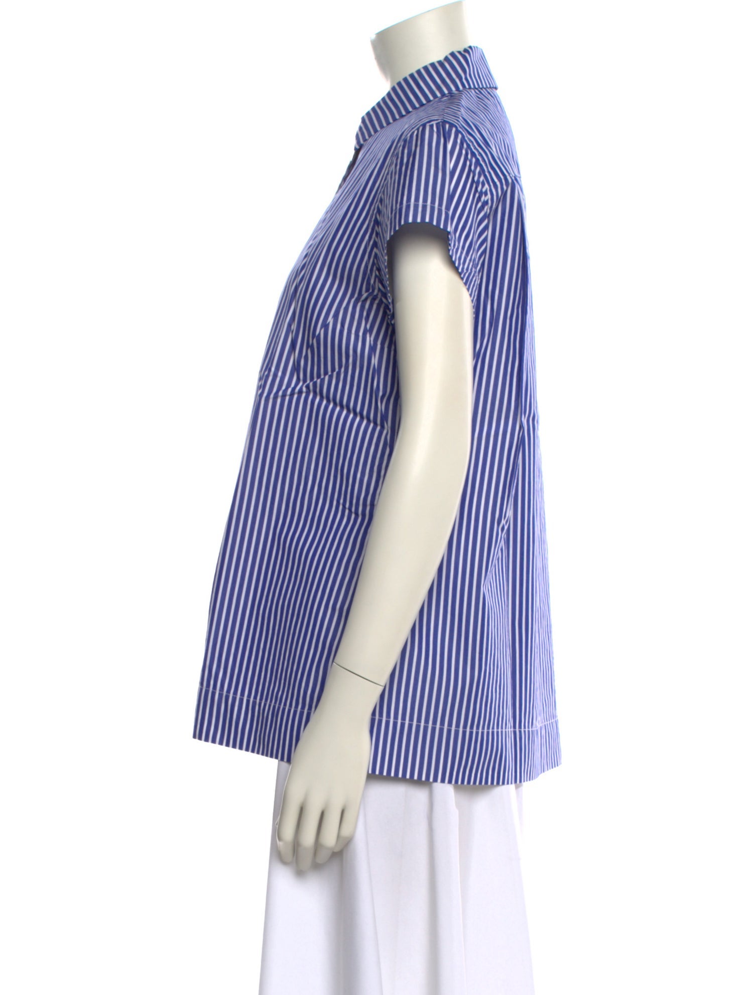 Casey Casey Striped Short Sleeve Button-Up Top