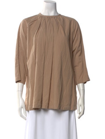 Pre-owned Casey Casey Crew Neck Three-quarter Sleeve Blouse W/ Tags In Neutral