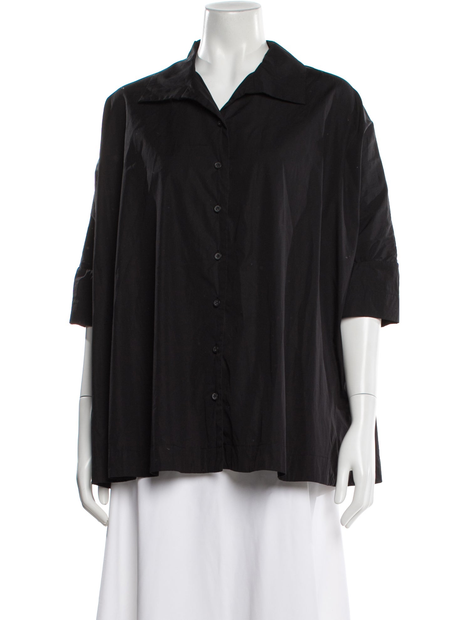 Casey Casey Three-Quarter Sleeve Button-Up Top