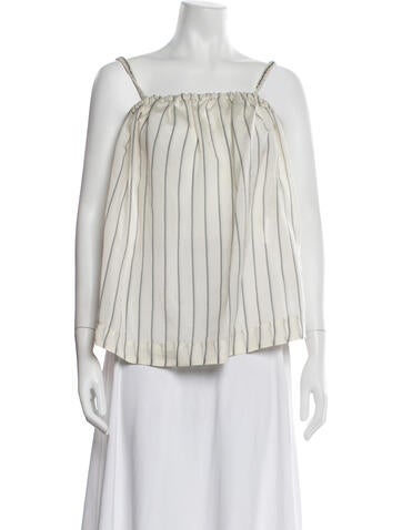 Pre-owned Casey Casey Silk Striped Top In Neutrals/white