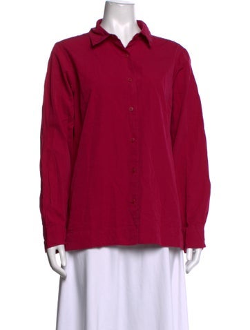 Pre-owned Casey Casey Long Sleeve Button-up Top In Red