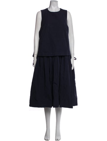 Pre-owned Casey Casey Crew Neck Midi Length Dress In Blue