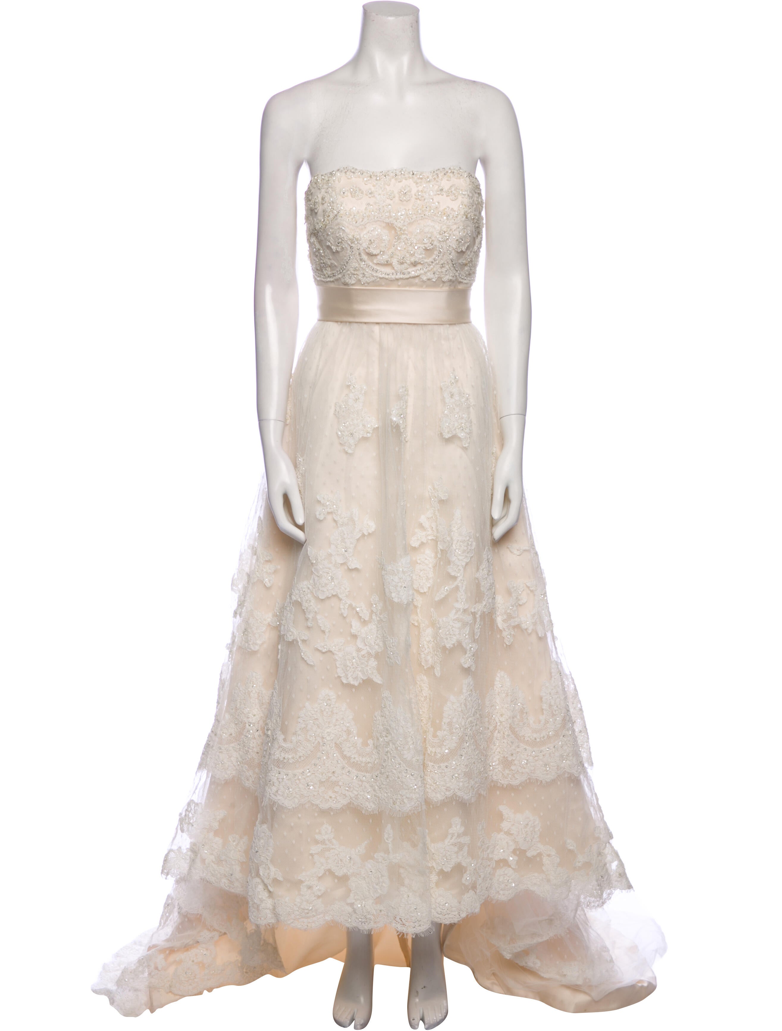 Casablanca Bridal Lace Pattern Long Dress