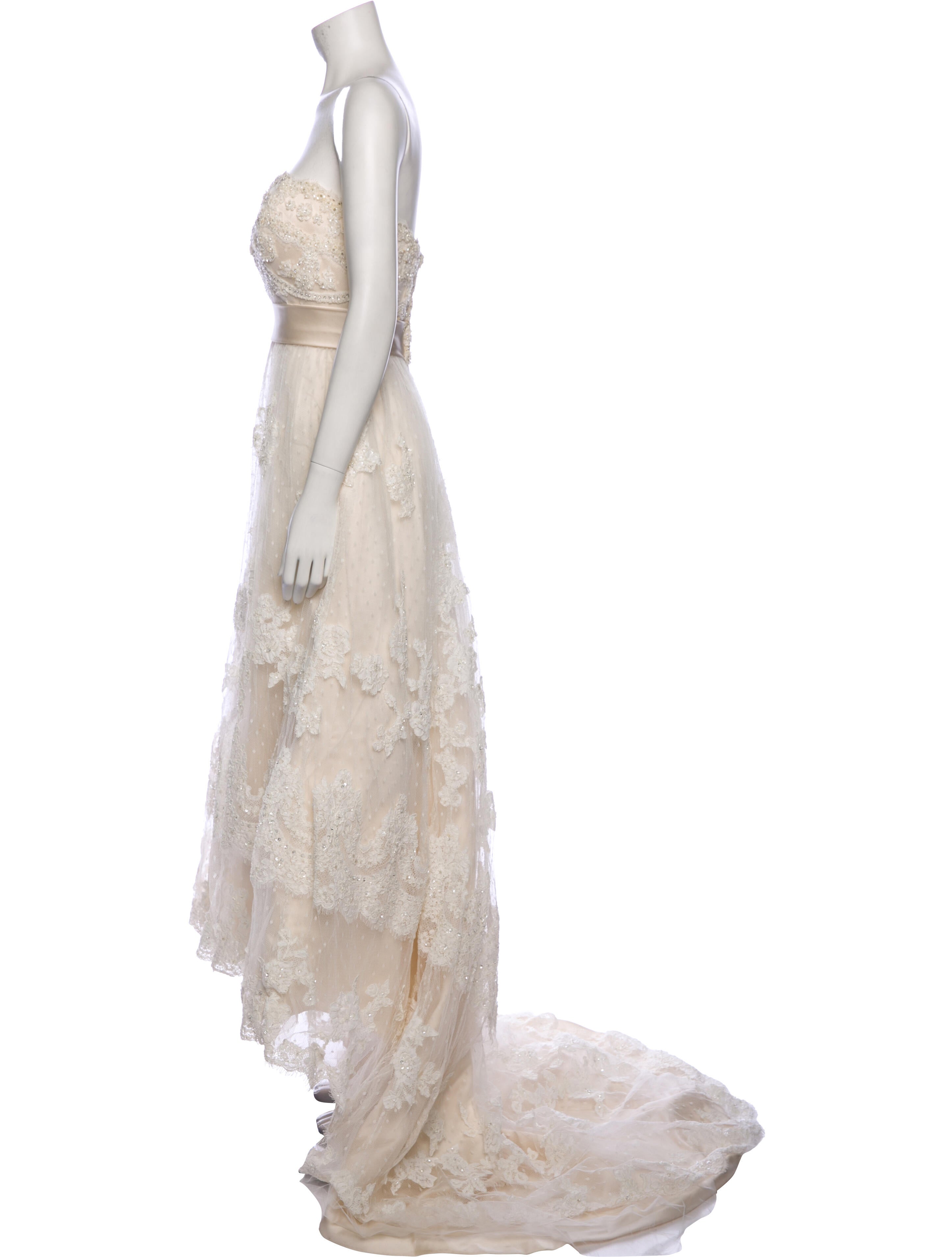 Casablanca Bridal Lace Pattern Long Dress