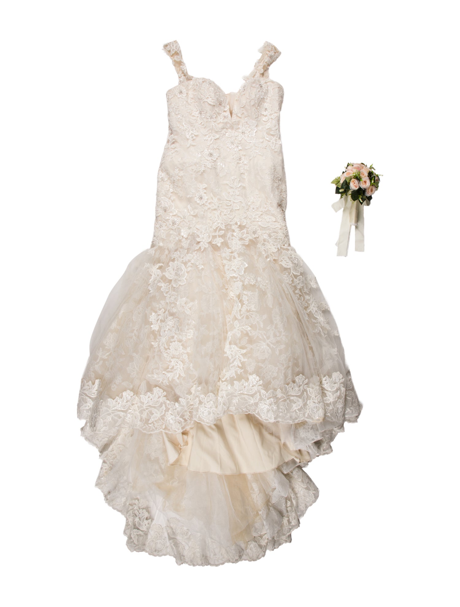 Casablanca Bridal Lace Pattern Long Dress