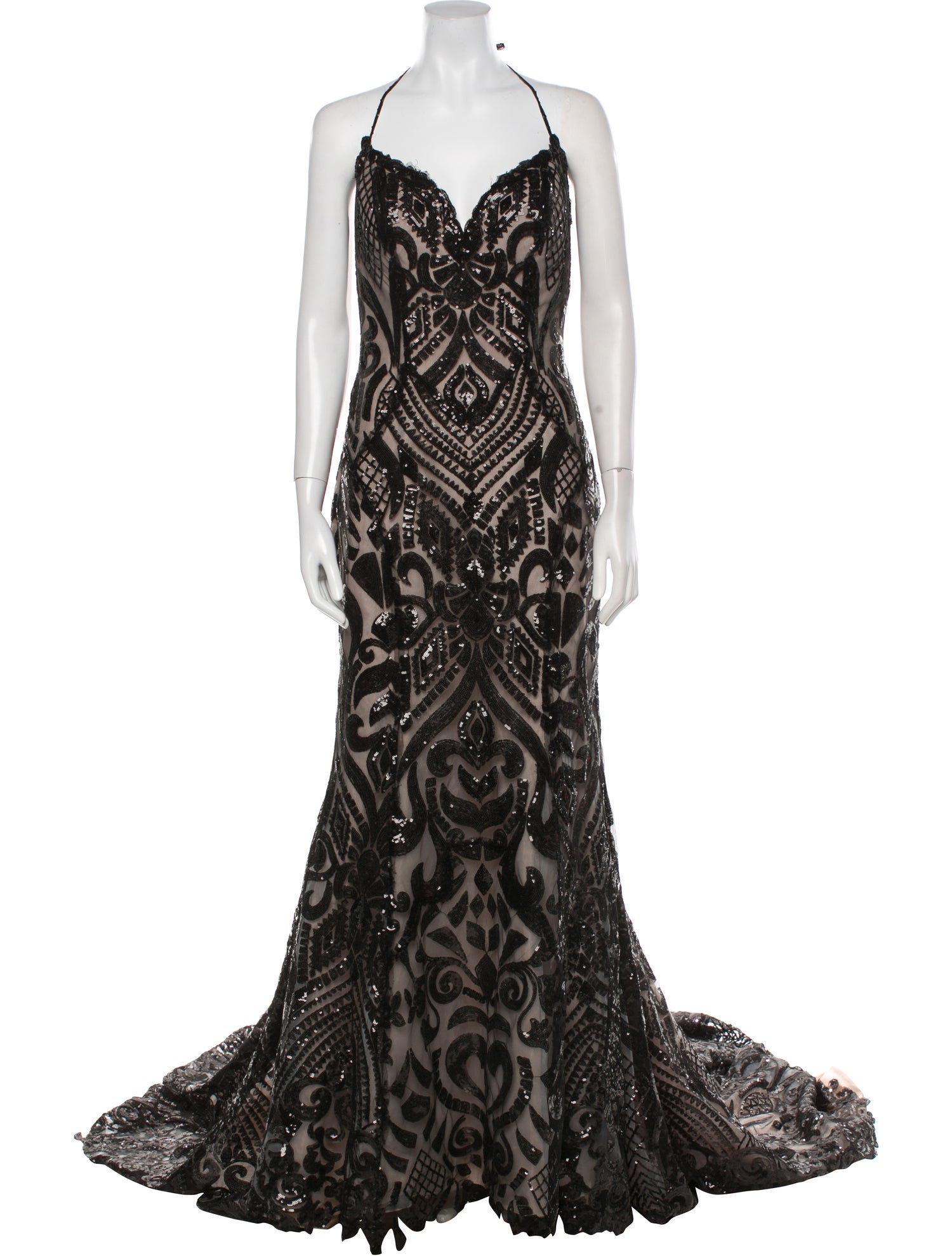 Casablanca Bridal Lace Pattern Long Dress