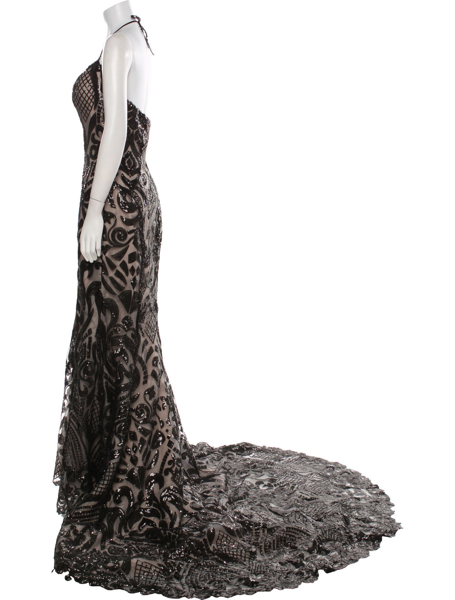 Casablanca Bridal Lace Pattern Long Dress