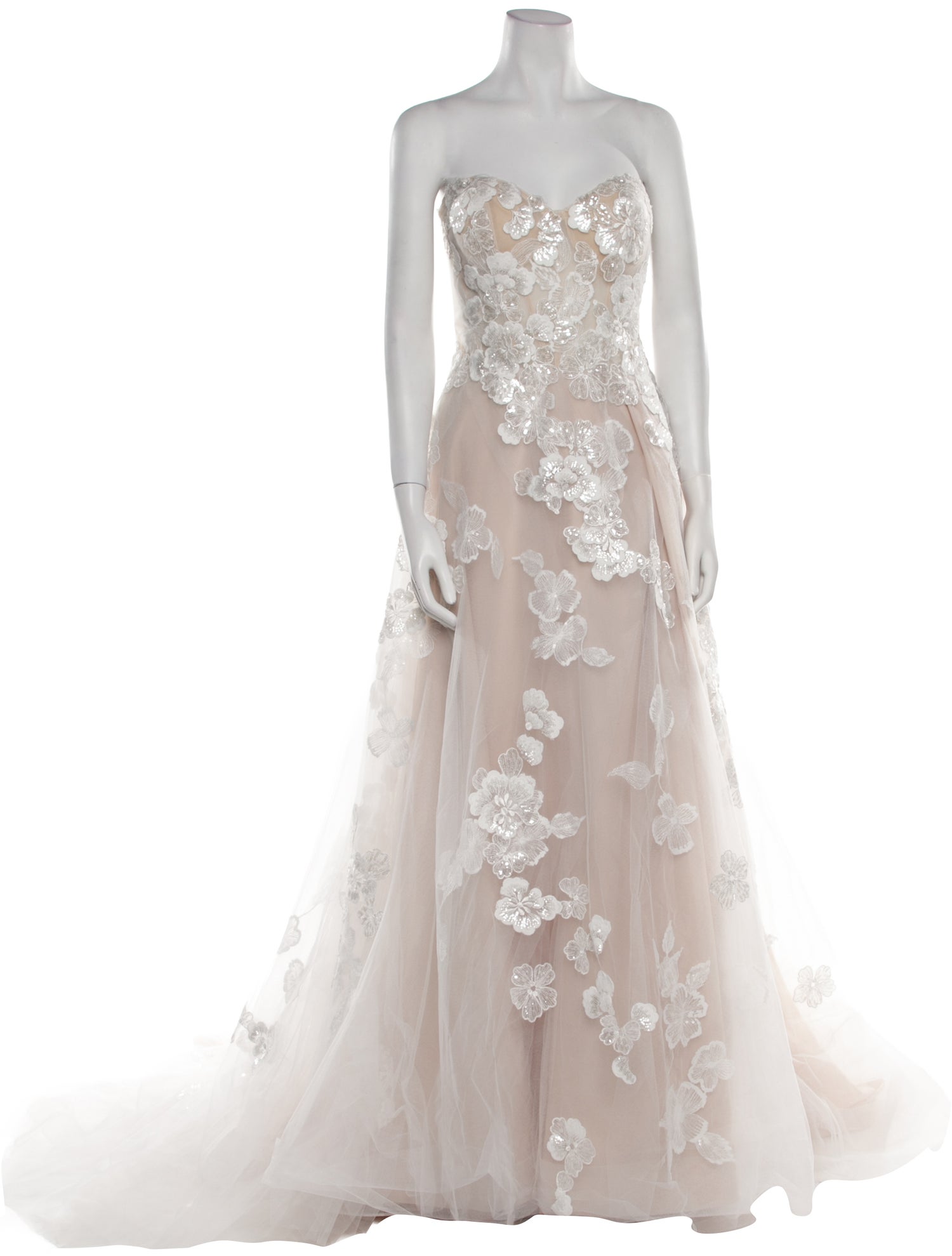 Casablanca Bridal Lace Pattern Long Dress