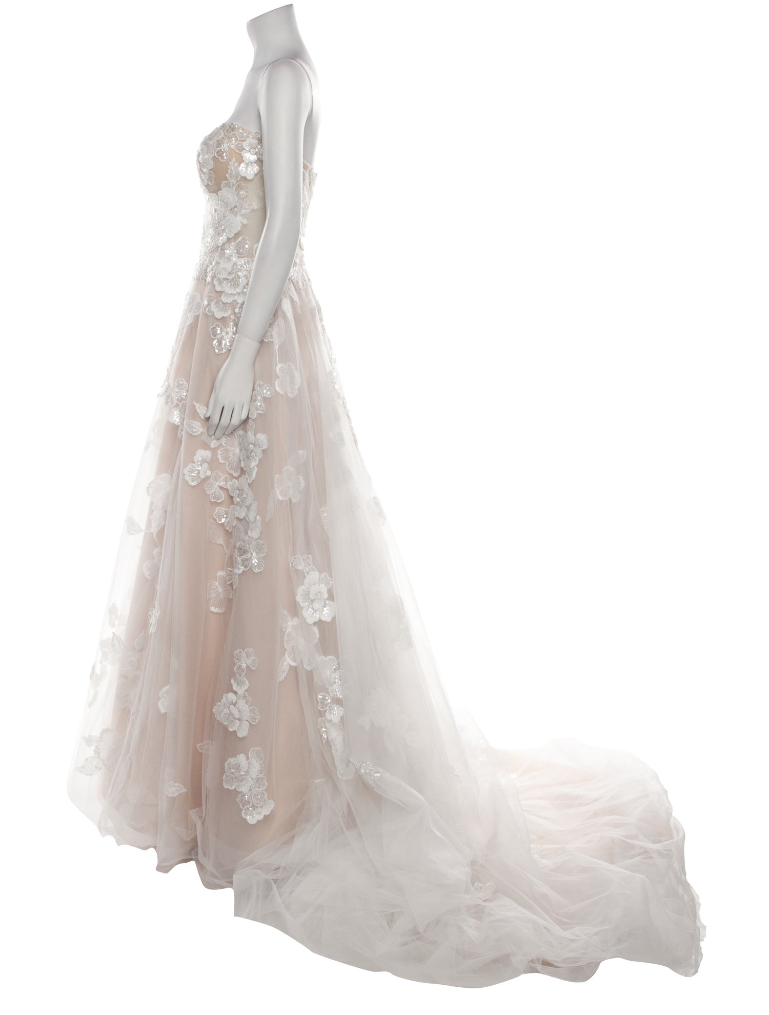 Casablanca Bridal Lace Pattern Long Dress