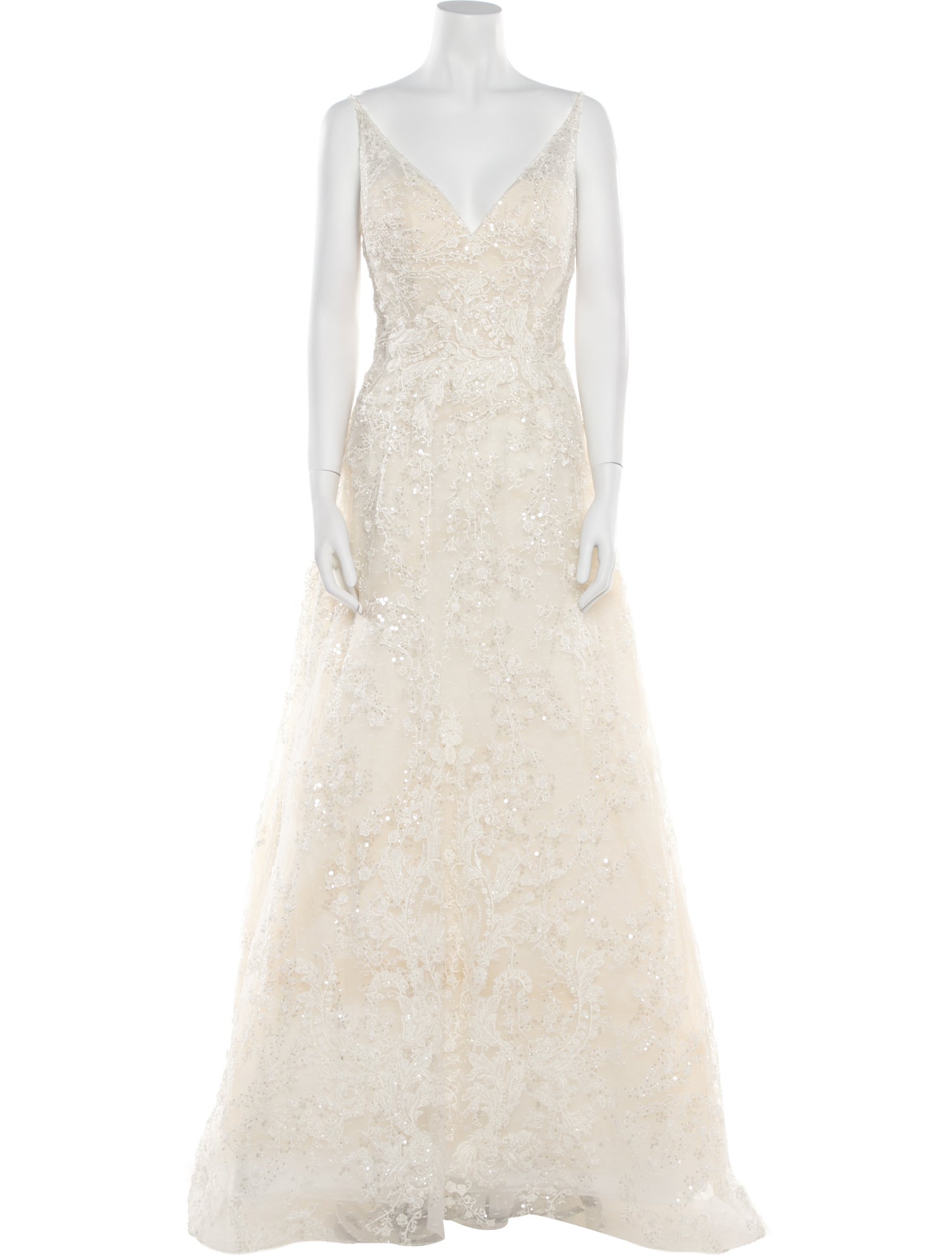 Casablanca Bridal Lace Pattern Long Dress