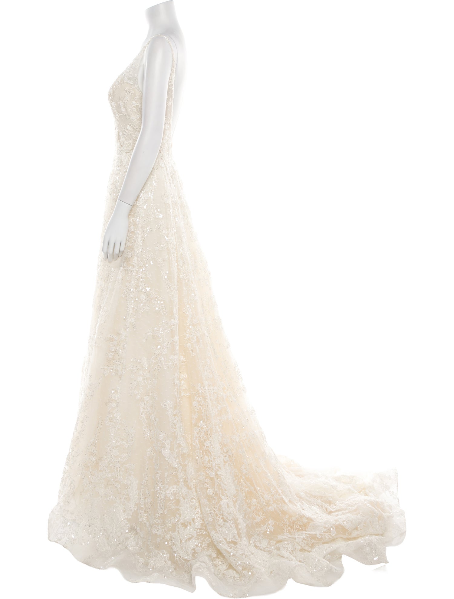 Casablanca Bridal Lace Pattern Long Dress