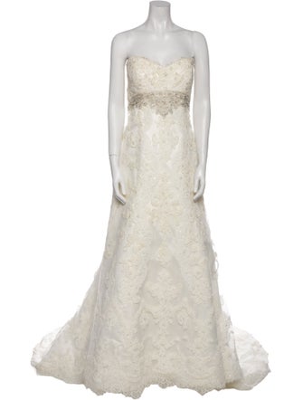 Casablanca Bridal Lace Pattern Long Dress
