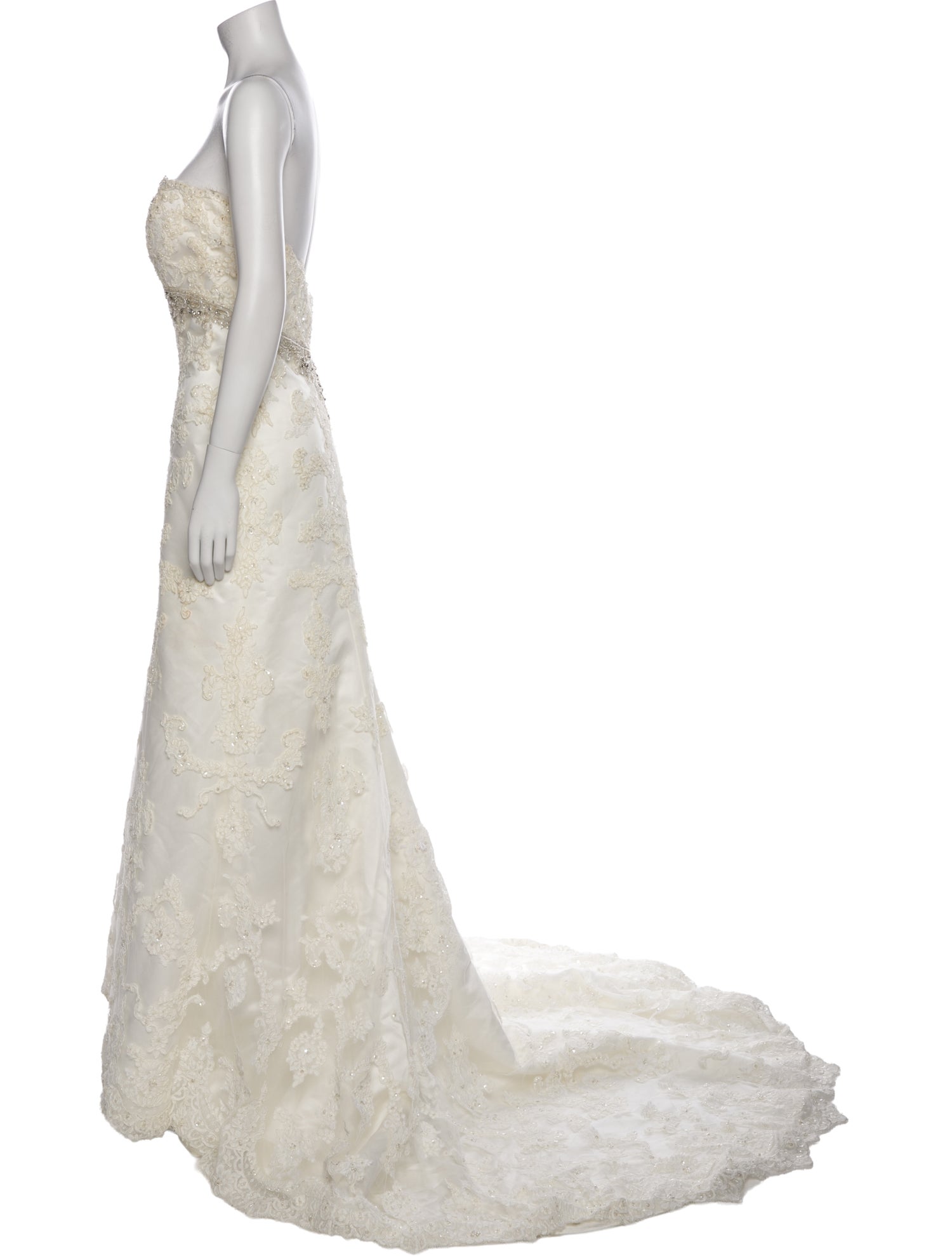 Casablanca Bridal Lace Pattern Long Dress