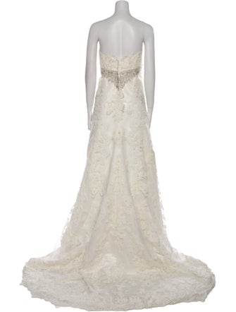 Casablanca Bridal Lace Pattern Long Dress