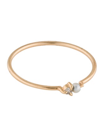 Catbird 14K Cultured Pearl & Diamond Dewdrop Ring