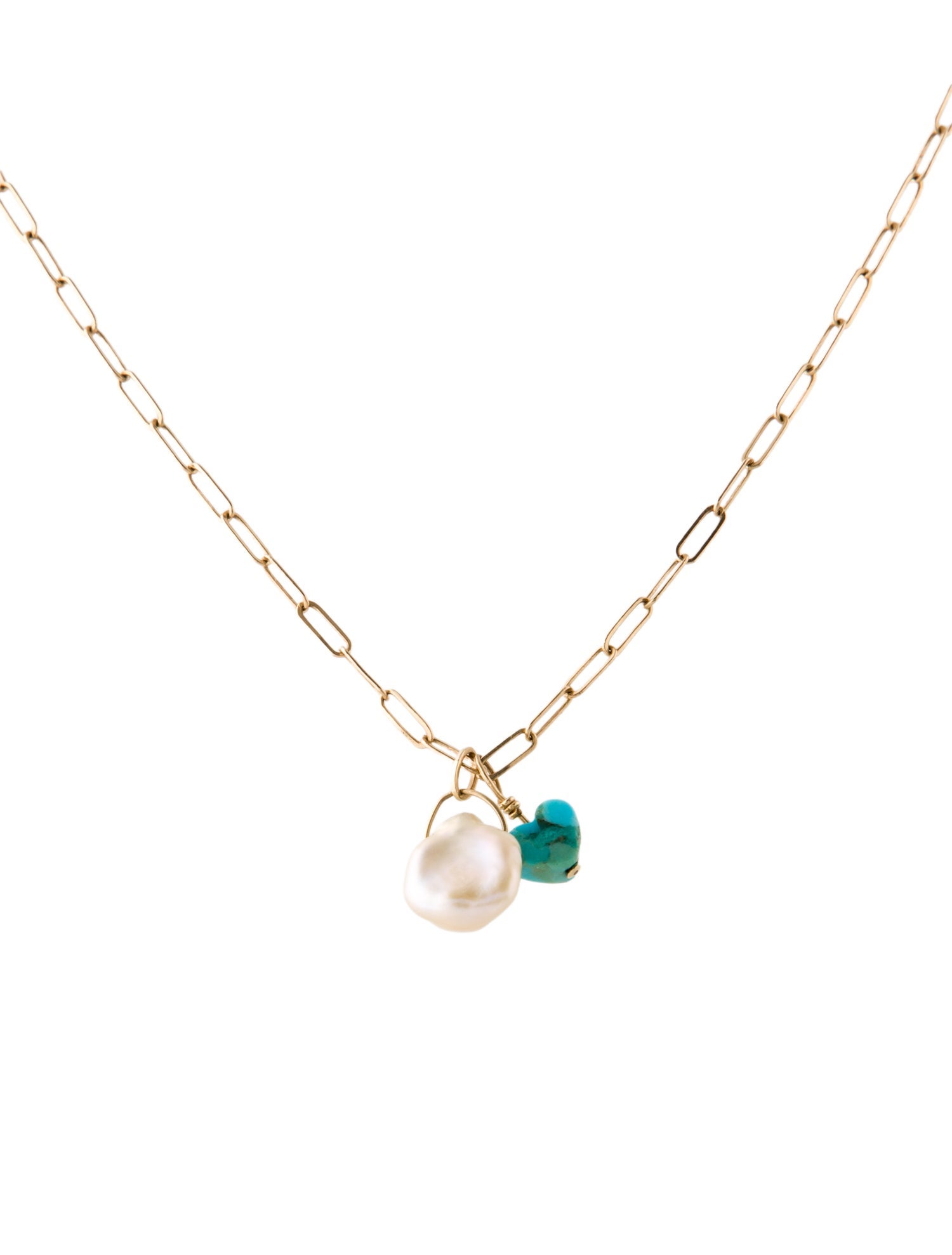Catbird 14K Pearl & Turquoise Pendant Necklace