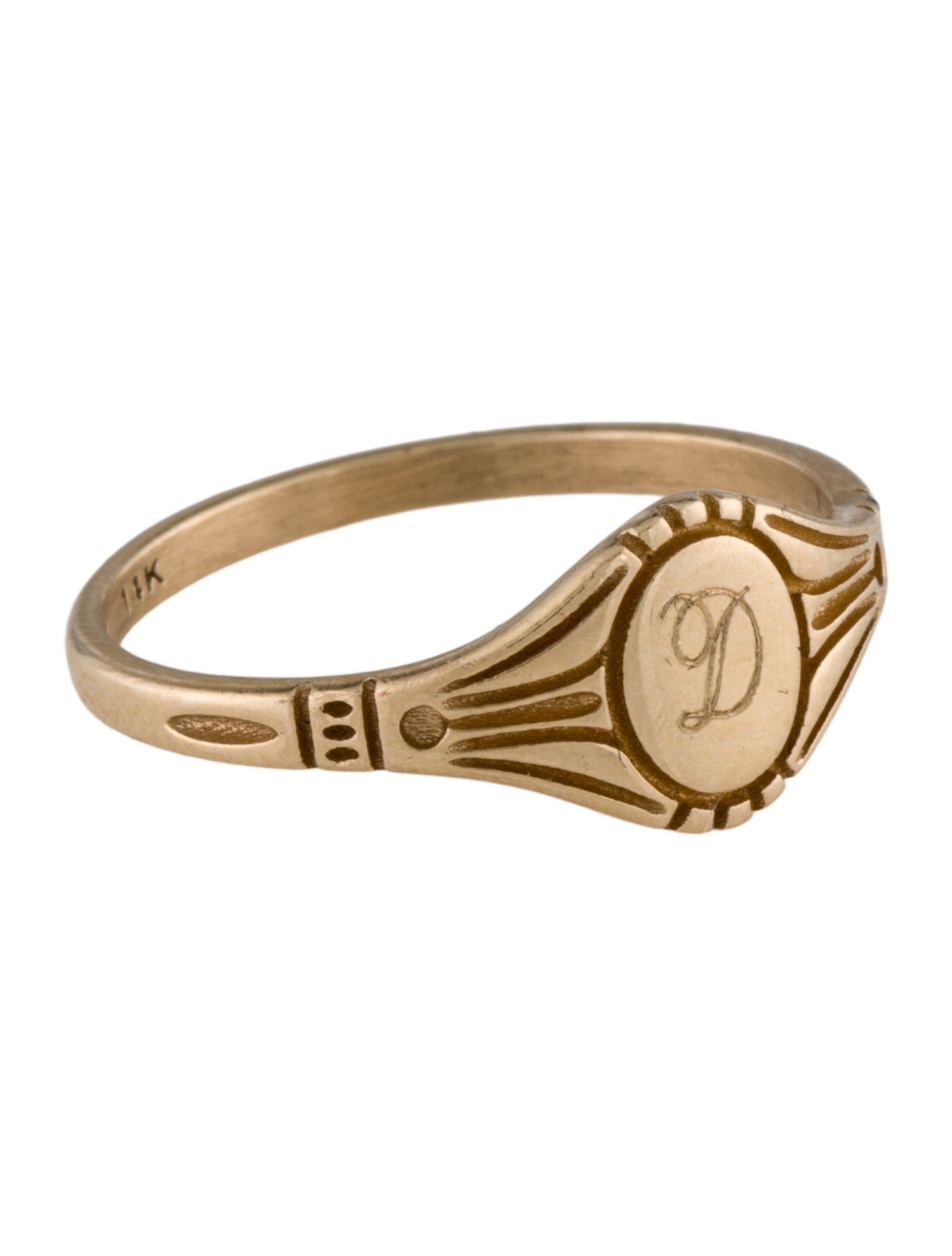 Catbird 14K Initial "D" Grand Cygnet Signet Ring