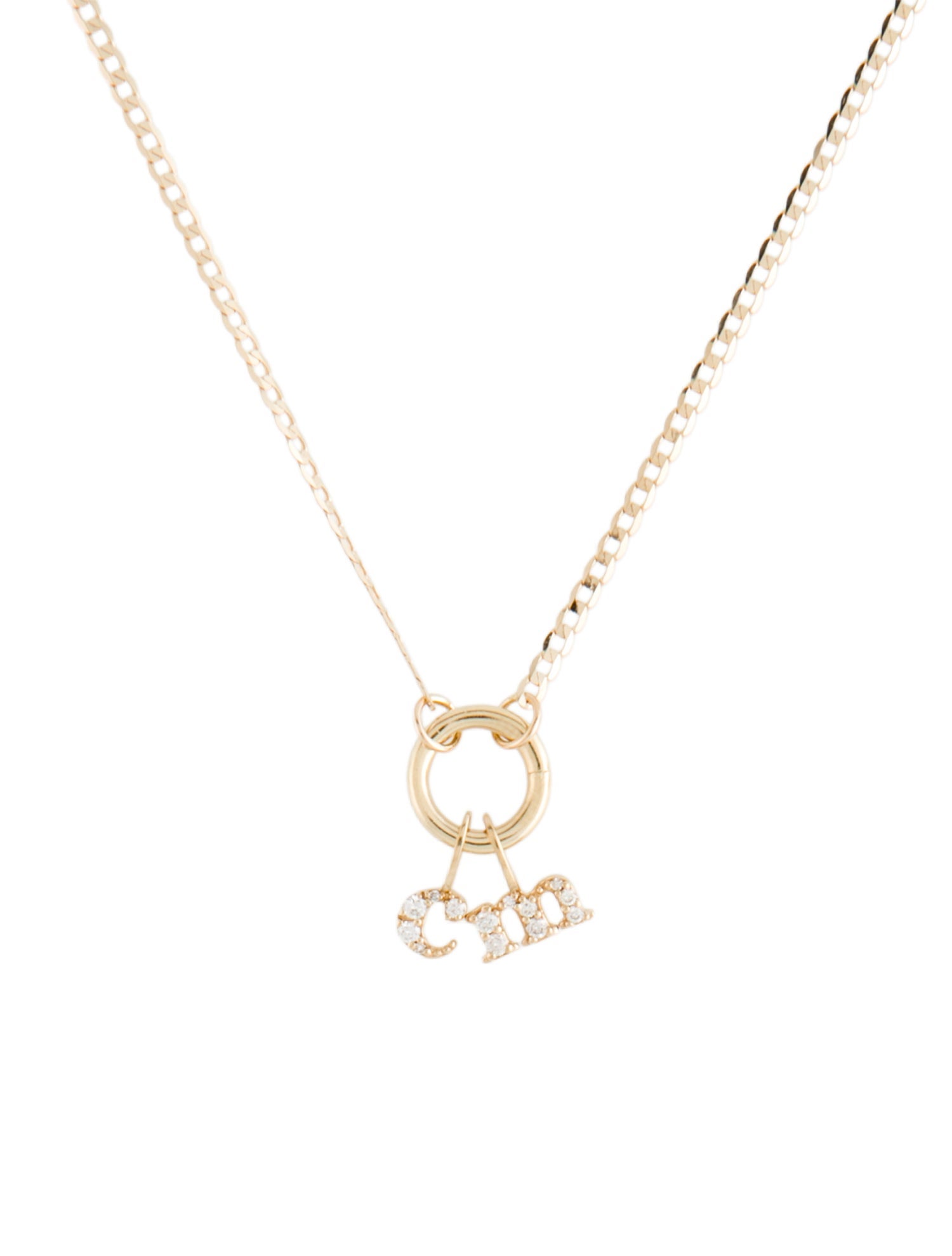 Catbird 14K Diamond Memento 'C' & 'M' Charm Necklace